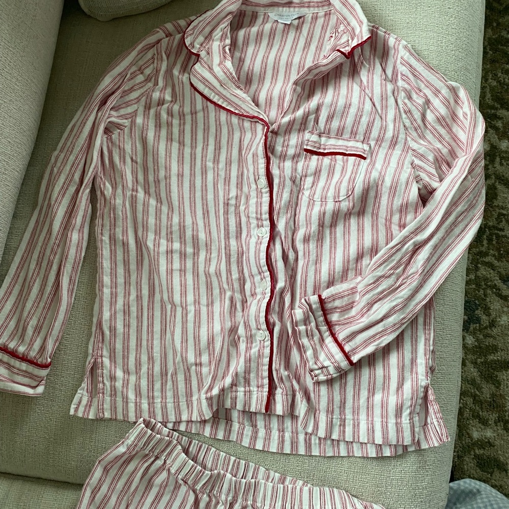 Macy’s Charter Club Women's red and White Striped Christmas Pajama Set